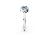 White gold Hexagonal Halo Fancy Blue Round Cut Diamond Solitaire with Pavé Band and Four-Prong Setting_23
