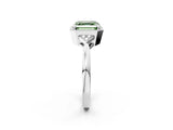 White gold Hexagonal Halo Fancy Green Asscher Cut Diamond Solitaire with Pavé Band and Four-Prong Setting_17