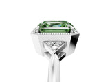 White gold Hexagonal Halo Fancy Green Asscher Cut Diamond Solitaire with Pavé Band and Four-Prong Setting_20