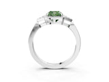 White gold Hexagonal Halo Fancy Green Cushion Cut Diamond Solitaire with Pavé Band and Four-Prong Setting_18