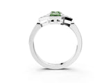 White gold Hexagonal Halo Fancy Green Emerald Cut Diamond Solitaire with Pavé Band and Four-Prong Setting_18