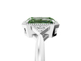White gold Hexagonal Halo Fancy Green Emerald Cut Diamond Solitaire with Pavé Band and Four-Prong Setting_20
