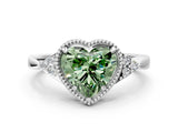 White gold Hexagonal Halo Fancy Green Heart Cut Diamond Solitaire with Pavé Band and Four-Prong Setting_15