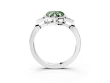 White gold Hexagonal Halo Fancy Green Heart Cut Diamond Solitaire with Pavé Band and Four-Prong Setting_18