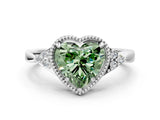White gold Hexagonal Halo Fancy Green Heart Cut Diamond Solitaire with Pavé Band and Four-Prong Setting_3