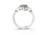 White gold Hexagonal Halo Fancy Green Heart Cut Diamond Solitaire with Pavé Band and Four-Prong Setting_6