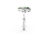 White gold Hexagonal Halo Fancy Green Marquise Cut Diamond Solitaire with Pavé Band and Four-Prong Setting_29