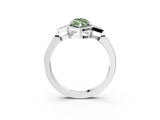 White gold Hexagonal Halo Fancy Green Marquise Cut Diamond Solitaire with Pavé Band and Four-Prong Setting_30