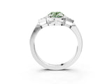 White gold Hexagonal Halo Fancy Green Oval Cut Diamond Solitaire with Pavé Band and Four-Prong Setting_18