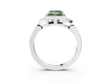 White gold Hexagonal Halo Fancy Green Princess Cut Diamond Solitaire with Pavé Band and Four-Prong Setting_18