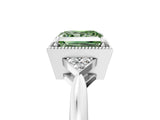 White gold Hexagonal Halo Fancy Green Princess Cut Diamond Solitaire with Pavé Band and Four-Prong Setting_20