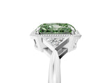 White gold Hexagonal Halo Fancy Green Radiant Cut Diamond Solitaire with Pavé Band and Four-Prong Setting_20