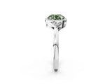White gold Hexagonal Halo Fancy Green Round Cut Diamond Solitaire with Pavé Band and Four-Prong Setting_17