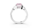 White gold Hexagonal Halo Fancy Pink Asscher Cut Diamond Solitaire with Pavé Band and Four-Prong Setting_18