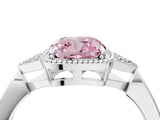White gold Hexagonal Halo Fancy Pink Cushion Cut Diamond Solitaire with Pavé Band and Four-Prong Setting_19