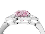 White gold Hexagonal Halo Fancy Pink Cushion Cut Diamond Solitaire with Pavé Band and Four-Prong Setting_7