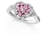 White gold Hexagonal Halo Fancy Pink Heart Cut Diamond Solitaire with Pavé Band and Four-Prong Setting_16