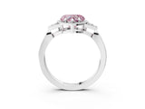 White gold Hexagonal Halo Fancy Pink Heart Cut Diamond Solitaire with Pavé Band and Four-Prong Setting_18