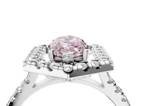 White gold Hexagonal Halo Fancy Pink Marquise Cut Diamond Pavé Band with Four-Prong Setting_4