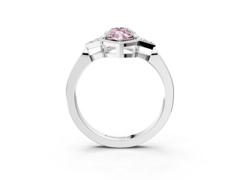 White gold Hexagonal Halo Fancy Pink Marquise Cut Diamond Solitaire with Pavé Band and Four-Prong Setting_18