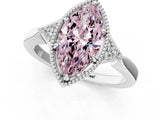 White gold Hexagonal Halo Fancy Pink Marquise Cut Diamond Solitaire with Pavé Band and Four-Prong Setting_22