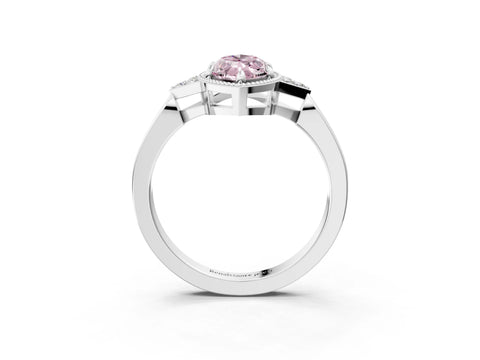White gold Hexagonal Halo Fancy Pink Marquise Cut Diamond Solitaire with Pavé Band and Four-Prong Setting_6