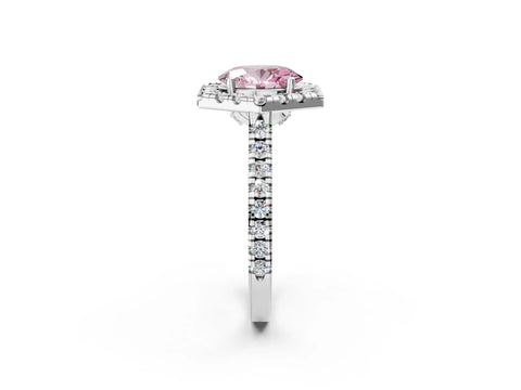 White gold Hexagonal Halo Fancy Pink Oval Cut Diamond Pavé Band with Four-Prong Setting_2