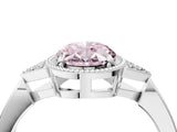 White gold Hexagonal Halo Fancy Pink Oval Cut Diamond Solitaire with Pavé Band and Four-Prong Setting_19