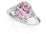 White gold Hexagonal Halo Fancy Pink Oval Cut Diamond Solitaire with Pavé Band and Four-Prong Setting_4
