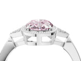 White gold Hexagonal Halo Fancy Pink Oval Cut Diamond Solitaire with Pavé Band and Four-Prong Setting_7