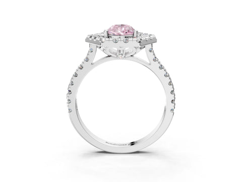 White gold Hexagonal Halo Fancy Pink Pear Cut Diamond Pavé Band with Four-Prong Setting_3