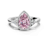 White gold Hexagonal Halo Fancy Pink Pear Cut Diamond Solitaire with Pavé Band and Four-Prong Setting_15