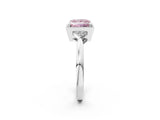 White gold Hexagonal Halo Fancy Pink Princess Cut Diamond Solitaire with Pavé Band and Four-Prong Setting_17