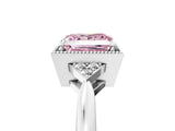 White gold Hexagonal Halo Fancy Pink Princess Cut Diamond Solitaire with Pavé Band and Four-Prong Setting_20