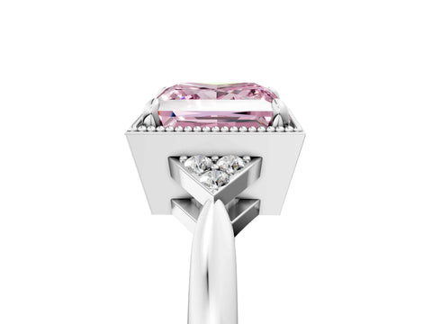 White gold Hexagonal Halo Fancy Pink Princess Cut Diamond Solitaire with Pavé Band and Four-Prong Setting_20