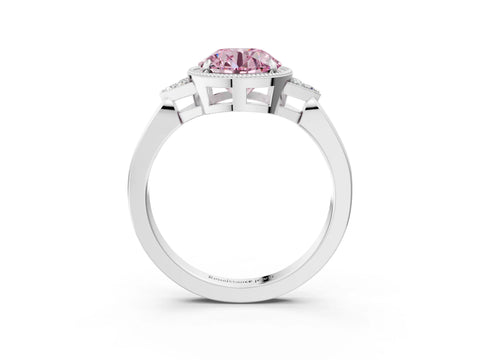 White gold Hexagonal Halo Fancy Pink Round Cut Diamond Solitaire with Pavé Band and Four-Prong Setting_18