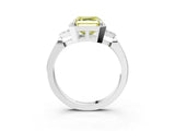 White gold Hexagonal Halo Fancy Yellow Asscher Cut Diamond Solitaire with Pavé Band and Four-Prong Setting_18