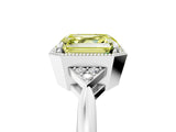 White gold Hexagonal Halo Fancy Yellow Asscher Cut Diamond Solitaire with Pavé Band and Four-Prong Setting_20