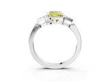 White gold Hexagonal Halo Fancy Yellow Cushion Cut Diamond Solitaire with Pavé Band and Four-Prong Setting_6