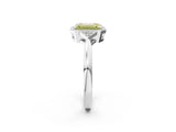 White gold Hexagonal Halo Fancy Yellow Emerald Cut Diamond Solitaire with Pavé Band and Four-Prong Setting_17