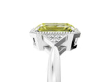 White gold Hexagonal Halo Fancy Yellow Emerald Cut Diamond Solitaire with Pavé Band and Four-Prong Setting_20