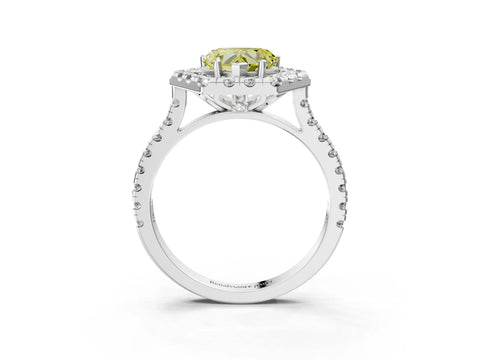 White gold Hexagonal Halo Fancy Yellow Heart Cut Diamond Pavé Band with Four-Prong Setting_27