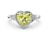 White gold Hexagonal Halo Fancy Yellow Heart Cut Diamond Solitaire with Pavé Band and Four-Prong Setting_15