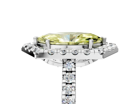 White gold Hexagonal Halo Fancy Yellow Marquise Cut Diamond Pavé Band with Four-Prong Setting_5