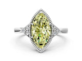 White gold Hexagonal Halo Fancy Yellow Marquise Cut Diamond Solitaire with Pavé Band and Four-Prong Setting_15