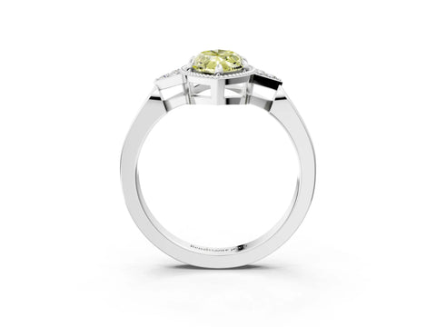 White gold Hexagonal Halo Fancy Yellow Marquise Cut Diamond Solitaire with Pavé Band and Four-Prong Setting_18