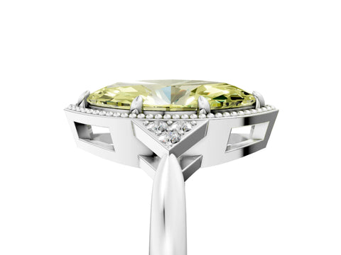 White gold Hexagonal Halo Fancy Yellow Marquise Cut Diamond Solitaire with Pavé Band and Four-Prong Setting_20