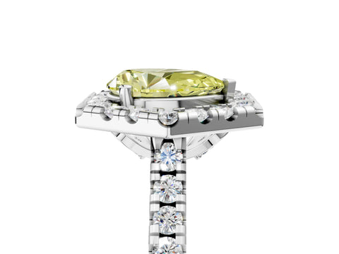 White gold Hexagonal Halo Fancy Yellow Pear Cut Diamond Pavé Band with Four-Prong Setting_5