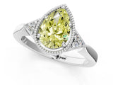 White gold Hexagonal Halo Fancy Yellow Pear Cut Diamond Solitaire with Pavé Band and Four-Prong Setting_16