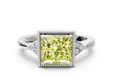 White gold Hexagonal Halo Fancy Yellow Princess Cut Diamond Solitaire with Pavé Band and Four-Prong Setting_15